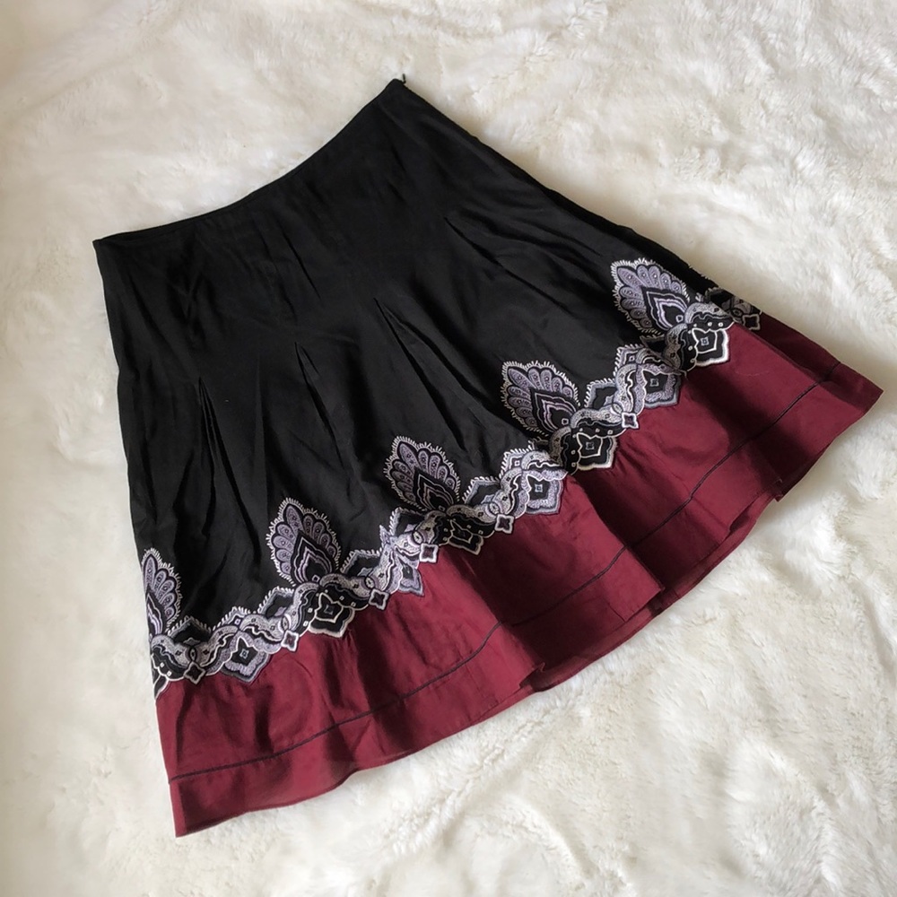 Ann Taylor Embroidered and Pleated Full Skirt
